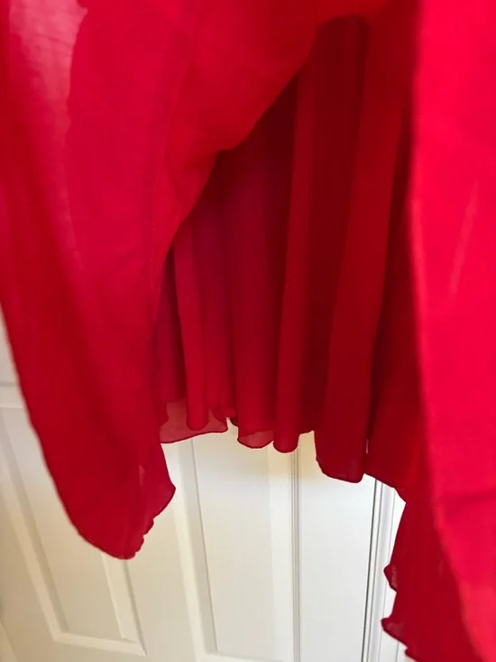 Red Tie-Front Ruffle Dress - Picture 7 of 12